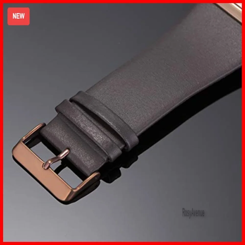 Men's Square Quartz Watch Leather Strap Business Casual Analog